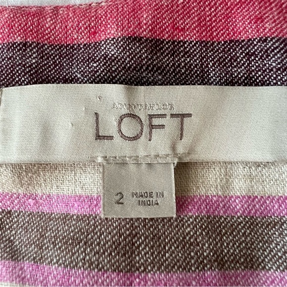 2/$30 Ann Taylor LOFT Linen Striped Sundress  Sleeveless Cutout Back.  SZ 2 - Picture 11 of 16